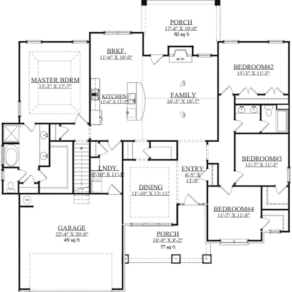 Rustic House Plan First Floor - Benbrook Lake Ranch Home 157D-0002 - Search House Plans and More