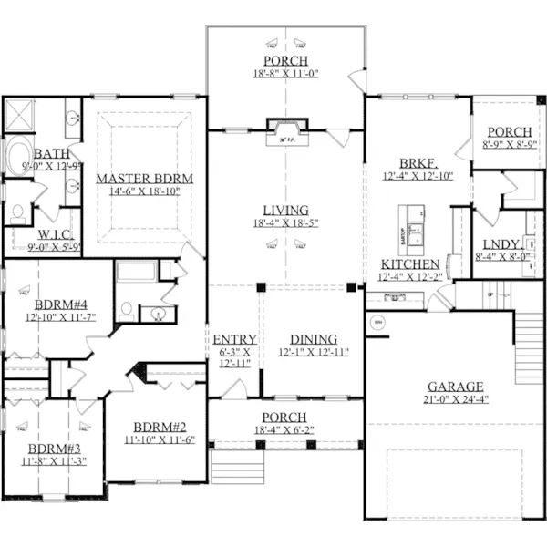 Ranch House Plan First Floor - Forest Grove Ranch Home 157D-0003 - Search House Plans and More