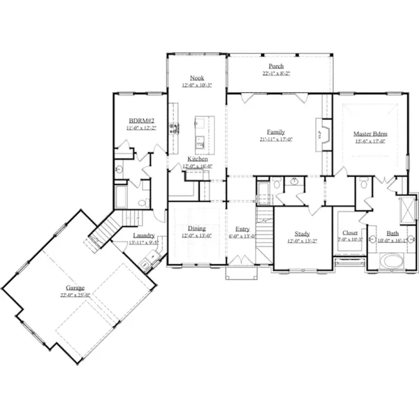 Mountain House Plan First Floor - Bordeaux Bay Ranch Home 157D-0005 - Search House Plans and More