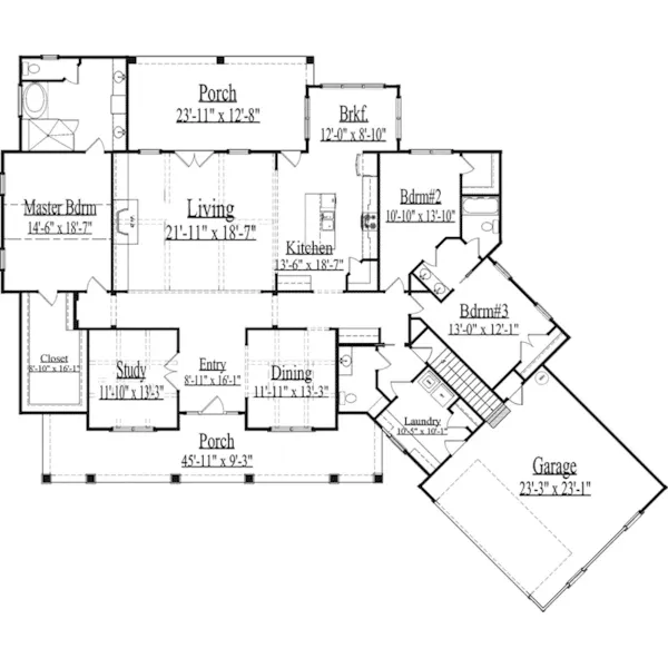 Modern Farmhouse Plan First Floor - Dalton Pond Country Home 157D-0006 - Search House Plans and More