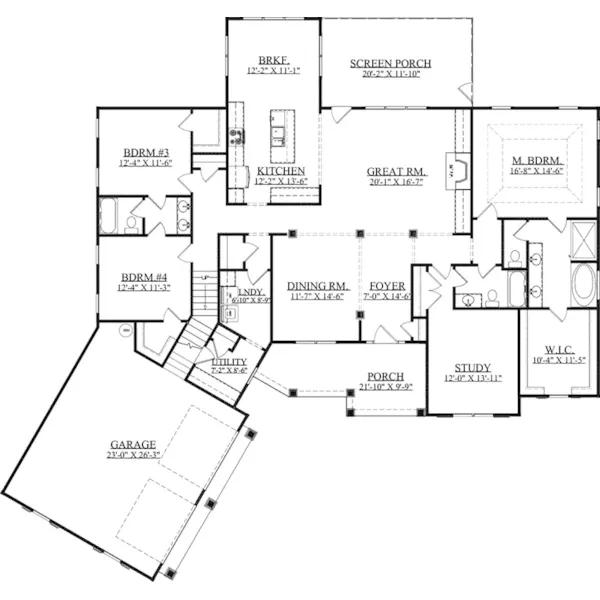 Country House Plan First Floor - Grove Heights Ranch Home 157D-0009 - Search House Plans and More