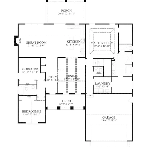 Shingle House Plan First Floor - Phippsburg Ranch Home 157D-0012 - Shop House Plans and More