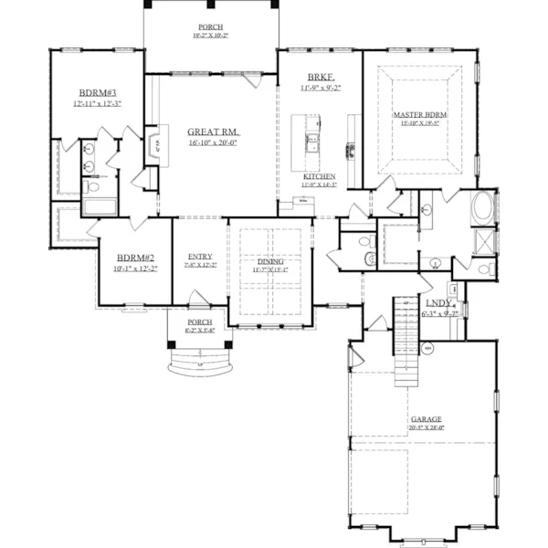 Craftsman House Plan First Floor - Sheffield Bay Rustic Home 157D-0013 - Shop House Plans and More