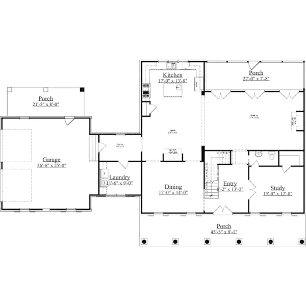 Traditional House Plan First Floor - Tarlton Hill Plantation Home 157D-0014 - Shop House Plans and More