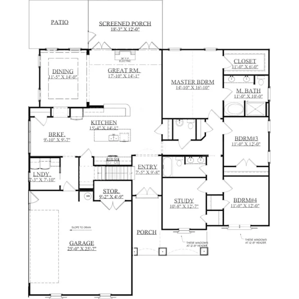 Traditional House Plan First Floor - Anson Cliff Ranch Home 157D-0019 - Search House Plans and More