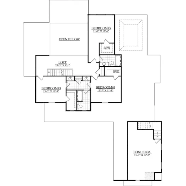 Arts & Crafts House Plan Second Floor - Noralie Run Country Farmhouse 157D-0022 - Shop House Plans and More