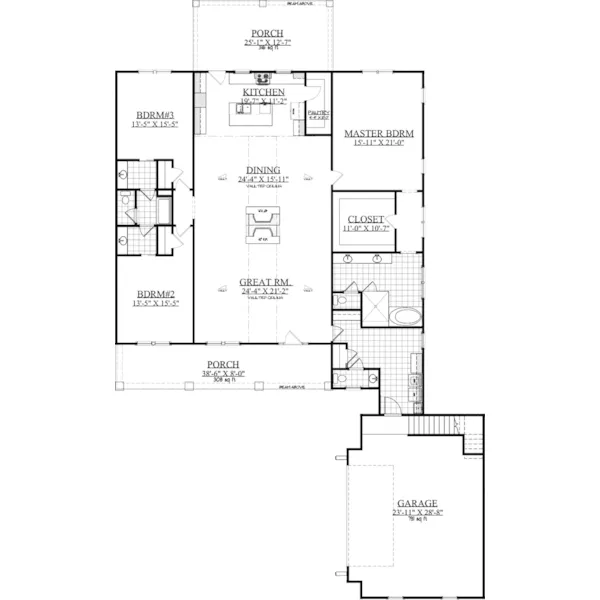 Craftsman House Plan First Floor - Morrow Bay Modern Farmhouse 157D-0023 - Shop House Plans and More