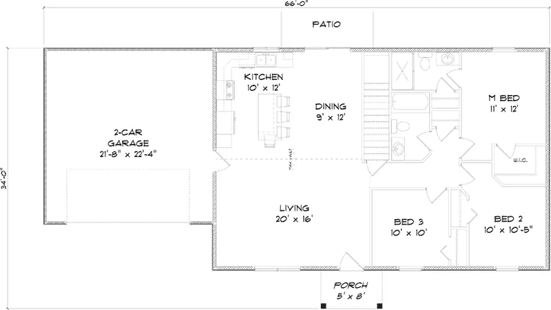 Traditional House Plan First Floor - Winchell Ranch Home 159D-0001 - Shop House Plans and More