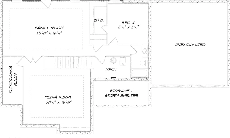 Traditional House Plan Basement Floor - Abbey Ranch Home 159D-0002 - Search House Plans and More