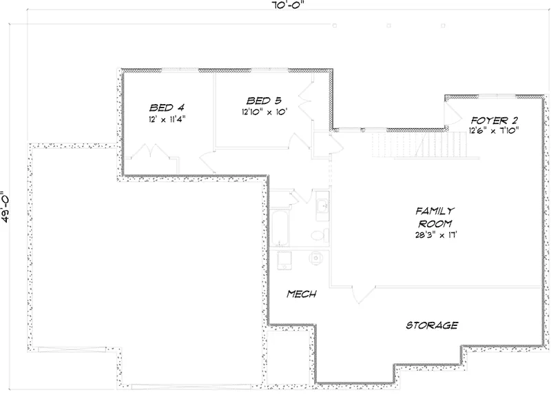 Traditional House Plan Basement Floor - Camille Court Ranch Home 159D-0003 - Search House Plans and More