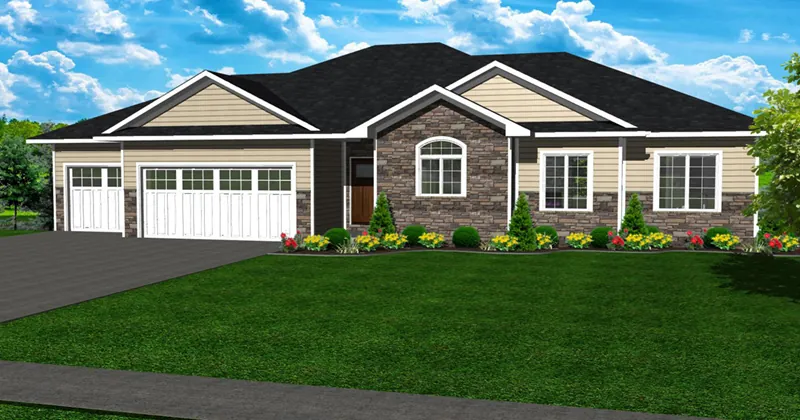 Traditional House Plan Front of Home - Camille Court Ranch Home 159D-0003 - Search House Plans and More