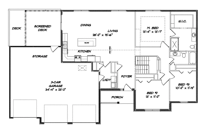 Traditional House Plan First Floor - Douglas Traditional Ranch Home 159D-0004 - Search House Plans and More