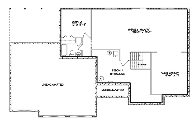 Traditional House Plan Lower Level Floor - Douglas Traditional Ranch Home 159D-0004 - Search House Plans and More