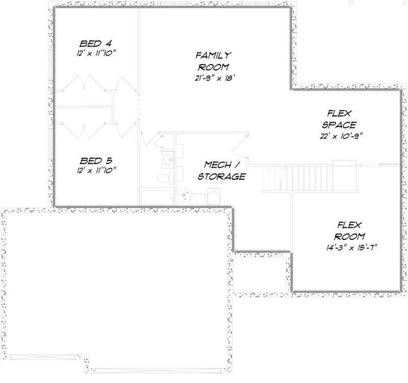 Ranch House Plan Basement Floor - Rockbridge Ranch Home 159D-0005 - Shop House Plans and More