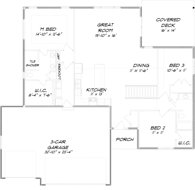 Ranch House Plan First Floor - Rockbridge Ranch Home 159D-0005 - Shop House Plans and More