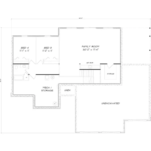 Ranch House Plan Basement Floor - Frances Bend Rustic Ranch Home 159D-0006 - Search House Plans and More