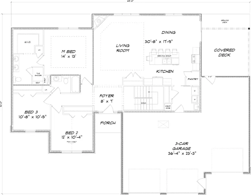 Ranch House Plan First Floor - Frances Bend Rustic Ranch Home 159D-0006 - Search House Plans and More