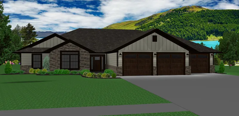 Ranch House Plan Front of Home - Frances Bend Rustic Ranch Home 159D-0006 - Search House Plans and More