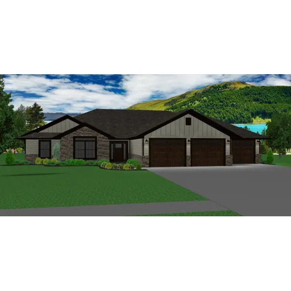 Ranch House Plan Front of Home - Frances Bend Rustic Ranch Home 159D-0006 - Search House Plans and More