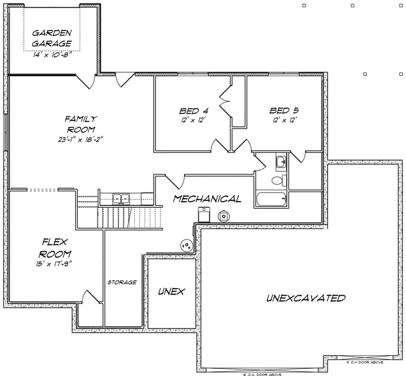 Traditional House Plan Basement Floor - Kemp Hill Traditional Ranch Home 159D-0007 - Search House Plans and More