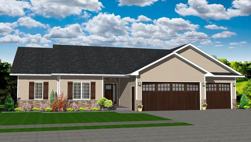 Traditional House Plan Front of Home - Kemp Hill Traditional Ranch Home 159D-0007 - Search House Plans and More