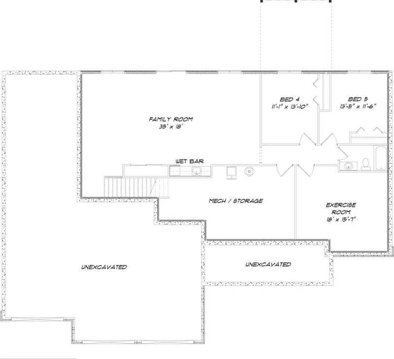 Country House Plan Basement Floor - Staples Hollow Ranch Home 159D-0008 - Shop House Plans and More