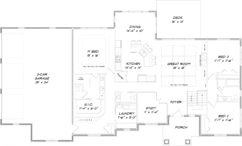 Mountain House Plan First Floor - Morrow Flatts Craftsman Home 159D-0009 - Shop House Plans and More