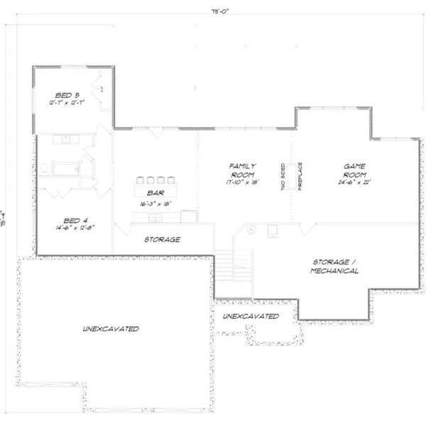 Rustic House Plan Basement Floor - Mattox Craftsman Home 159D-0012 - Shop House Plans and More