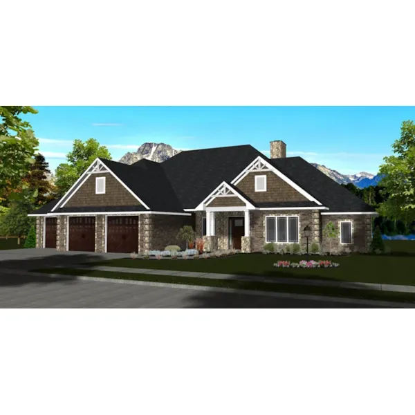 Rustic House Plan Front of Home - Mattox Craftsman Home 159D-0012 - Shop House Plans and More