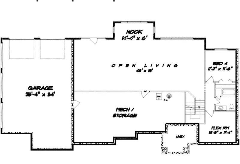 Prairie House Plan Lower Level Floor - Lori Hill Craftsman Home 159D-0014 - Shop House Plans and More