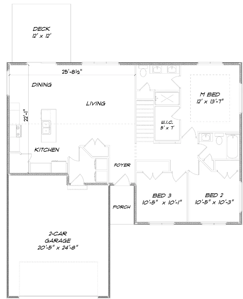 Ranch House Plan First Floor - Frost Hollow Ranch Home 159D-0016 - Search House Plans and More