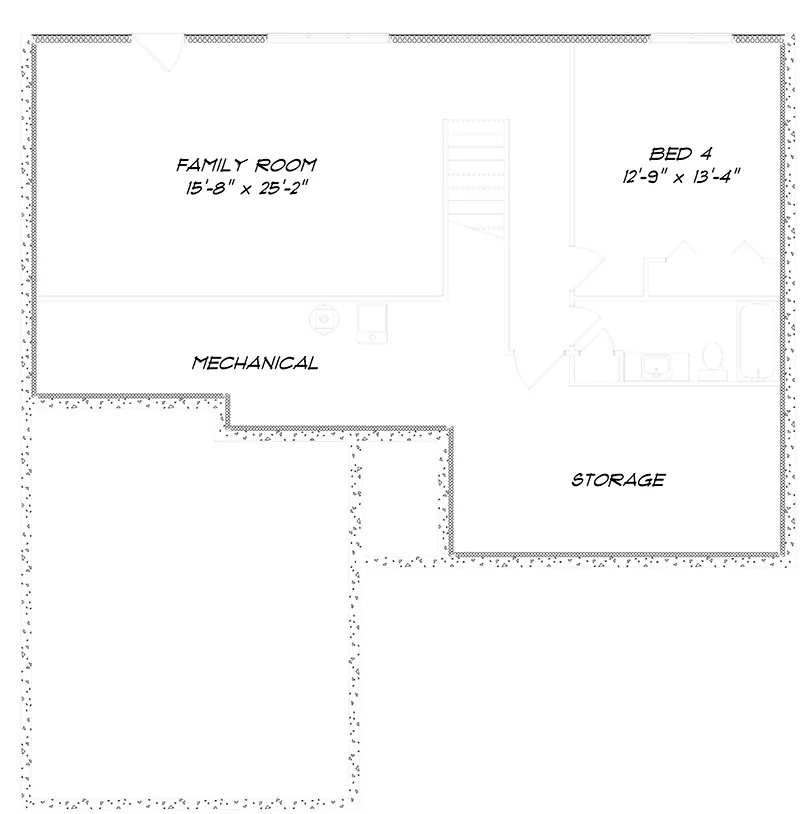 Ranch House Plan Lower Level Floor - Frost Hollow Ranch Home 159D-0016 - Search House Plans and More