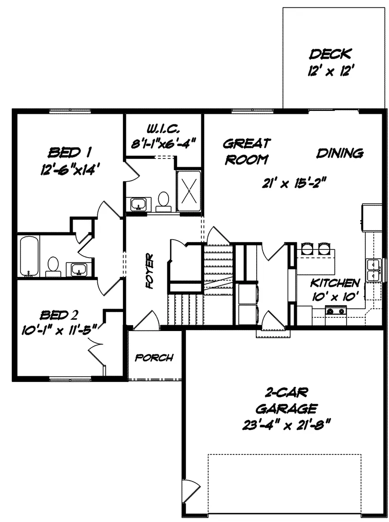 Ranch House Plan First Floor - Clemens Cove Ranch Home 159D-0017 - Search House Plans and More