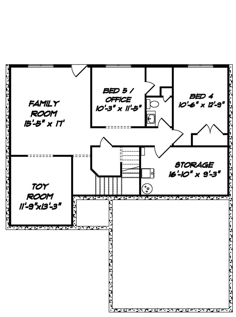 Ranch House Plan Lower Level Floor - Clemens Cove Ranch Home 159D-0017 - Search House Plans and More