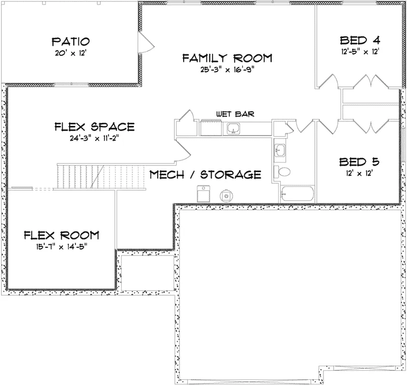 Traditional House Plan Basement Floor - 159D-0018 - Shop House Plans and More