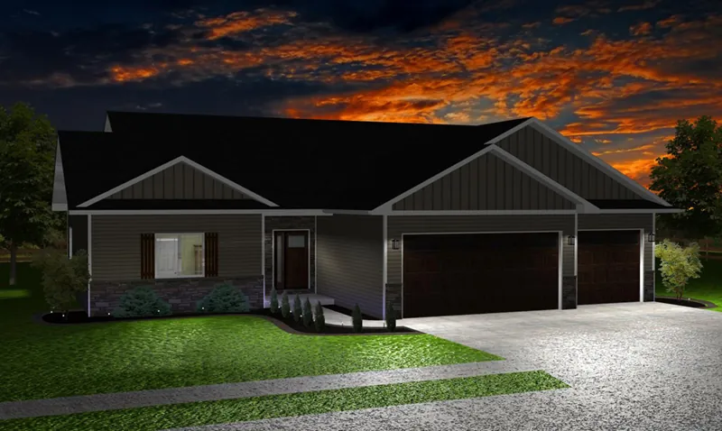 Traditional House Plan Front Night Photo - 159D-0018 - Shop House Plans and More