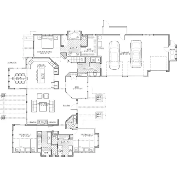 Lake House Plan First Floor - Tranquil Pass Craftsman Home 161D-0007 - Shop House Plans and More