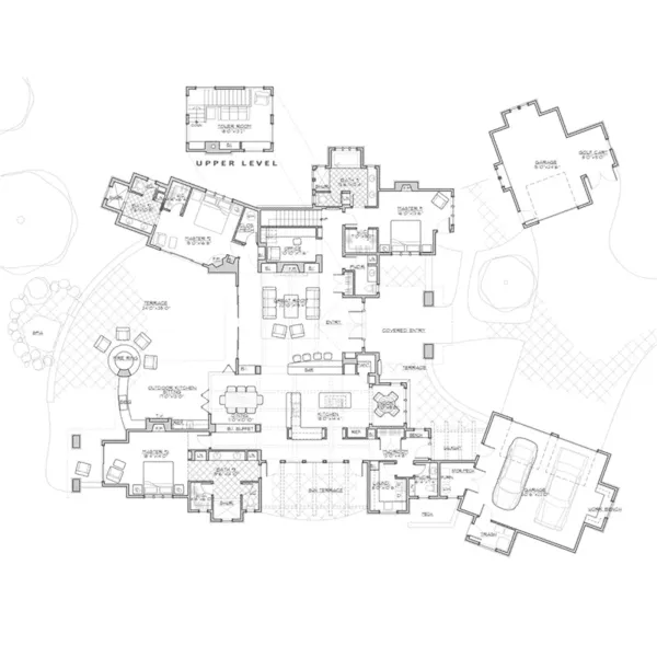 Mediterranean House Plan First Floor - Tenderfoot Trail Rustic Home 161D-0009 - Shop House Plans and More