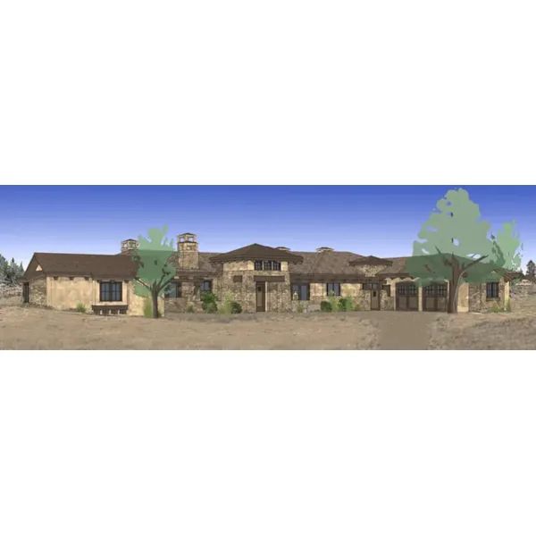 Santa Fe House Plan Front of Home - Sutters Way Rustic Home 161D-0010 - Shop House Plans and More