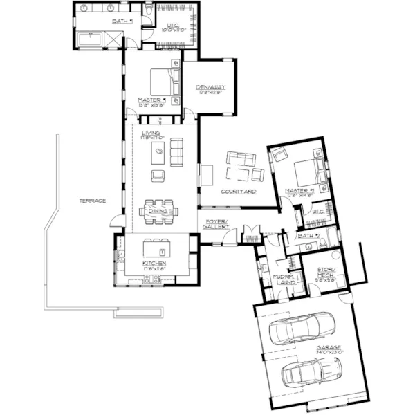 Modern House Plan First Floor - Stiles Modern Home 161D-0011 - Shop House Plans and More