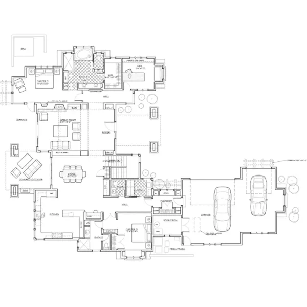 Rustic House Plan First Floor - Sophie Pass Rustic Home 161D-0012 - Shop House Plans and More