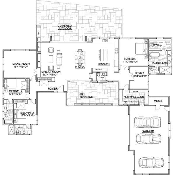 Beach & Coastal House Plan First Floor - Solaris Modern Home 161D-0013 - Shop House Plans and More