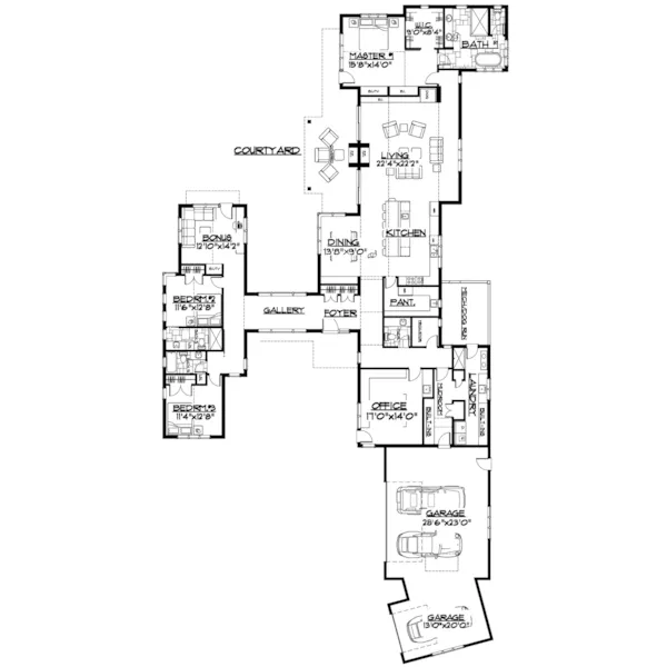 Farmhouse Plan First Floor - Sharps Creek Rustic Home 161D-0014 - Shop House Plans and More