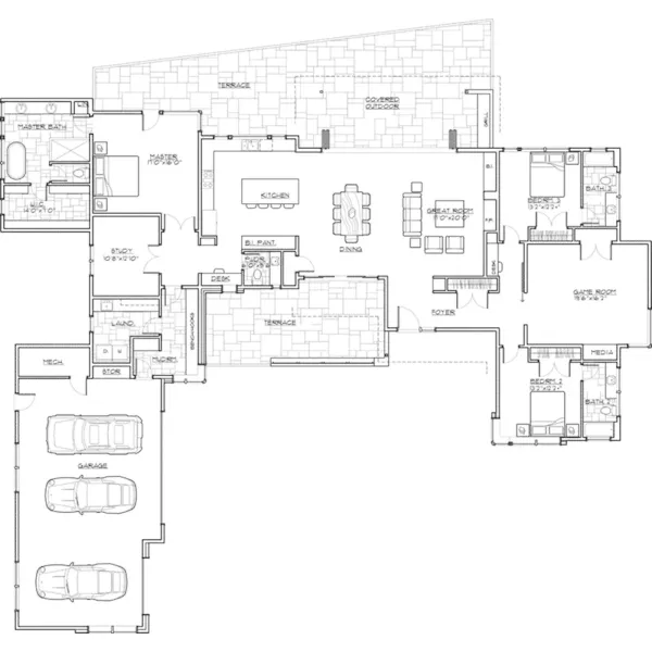 Vacation House Plan First Floor - Arroyo Mesa Modern Home 161D-0019 - Search House Plans and More