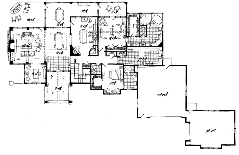 Traditional House Plan First Floor - Castle Hill Luxury Home 163D-0001 - Search House Plans and More
