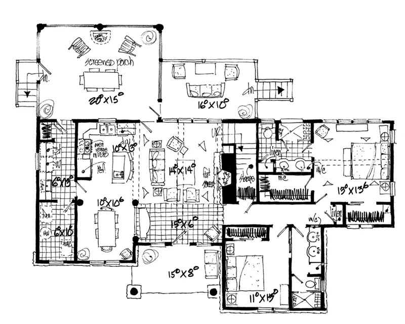Country House Plan First Floor - Cedar Pointe Rustic Home 163D-0002 - Search House Plans and More