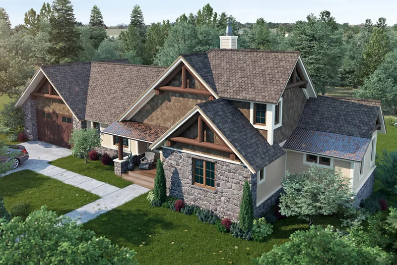 Traditional House Plan Front of Home - Cedar Pointe Rustic Home 163D-0002 - Search House Plans and More