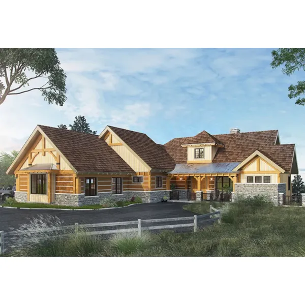 Log Cabin House Plan Front of Home - Deer Park Lane Rustic Home 163D-0005 - Search House Plans and More