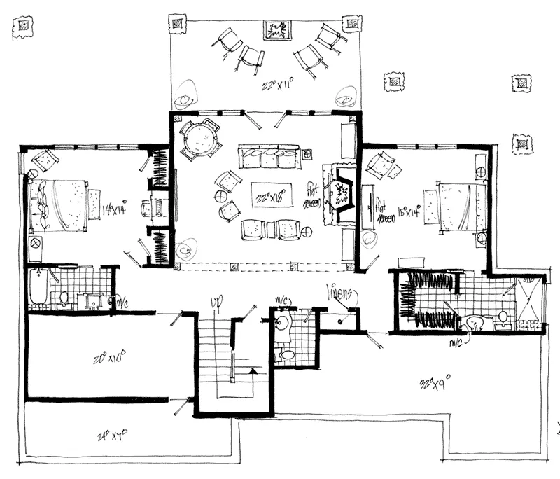 Arts & Crafts House Plan Lower Level Floor - Deer Park Lane Rustic Home 163D-0005 - Search House Plans and More