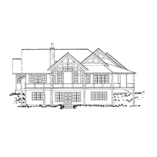 Log Cabin House Plan Rear Elevation - Deer Park Lane Rustic Home 163D-0005 - Search House Plans and More